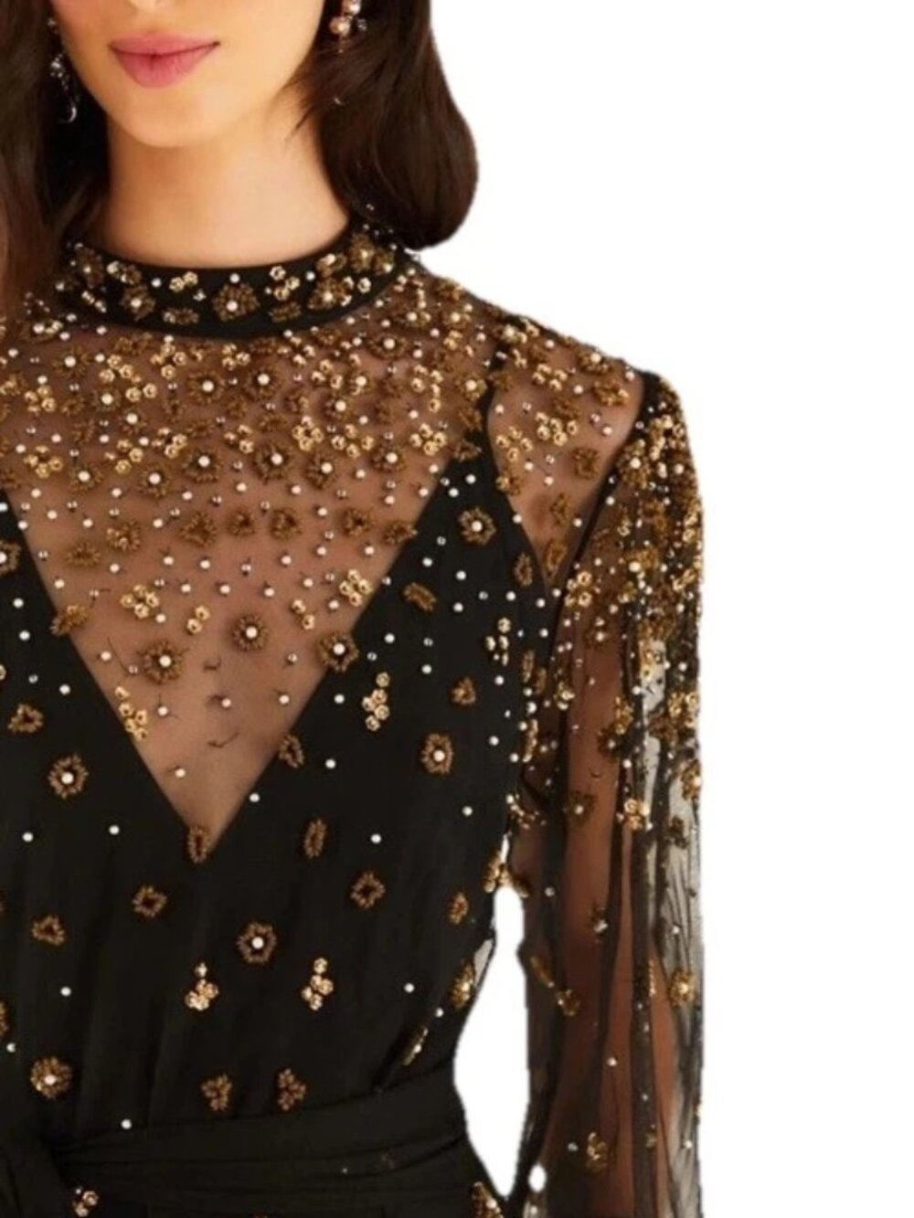 Farm Rio "Embroidered Tulle Overlay" Black Mini Dress Large 10-12  NWTs $398 - Picture 4 of 8